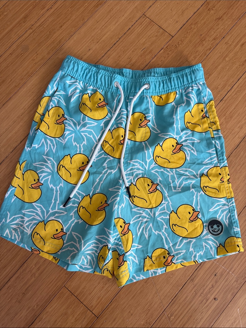 Neff Aqua Swim Shorts with Yellow Duck Print
